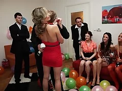 Gorgeous plowing femmes at a B-day party